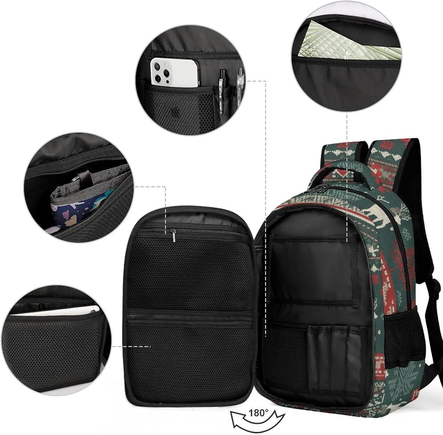 Backpack for Men Women Laptop Backpack Dark Green And Gray Casual Daypack Laptop Bag for Travel
