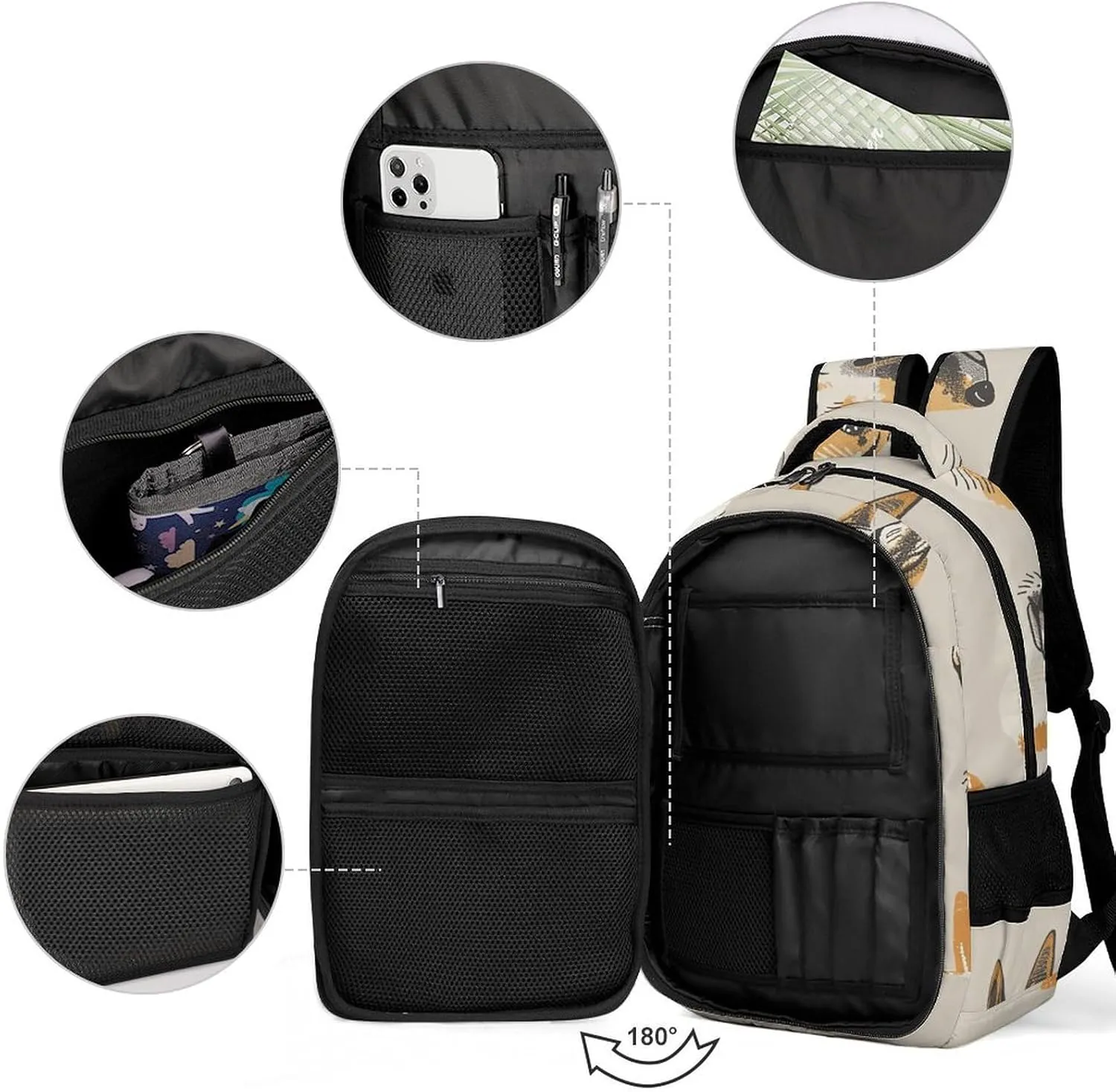 Backpack for Men Women Laptop Backpack Dog Head Pattern Casual Daypack Laptop Bag for Travel