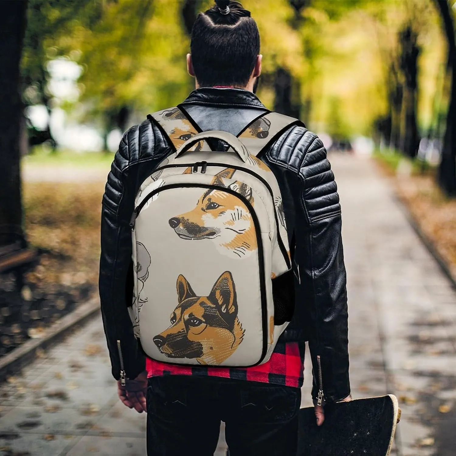 Backpack for Men Women Laptop Backpack Dog Head Pattern Casual Daypack Laptop Bag for Travel