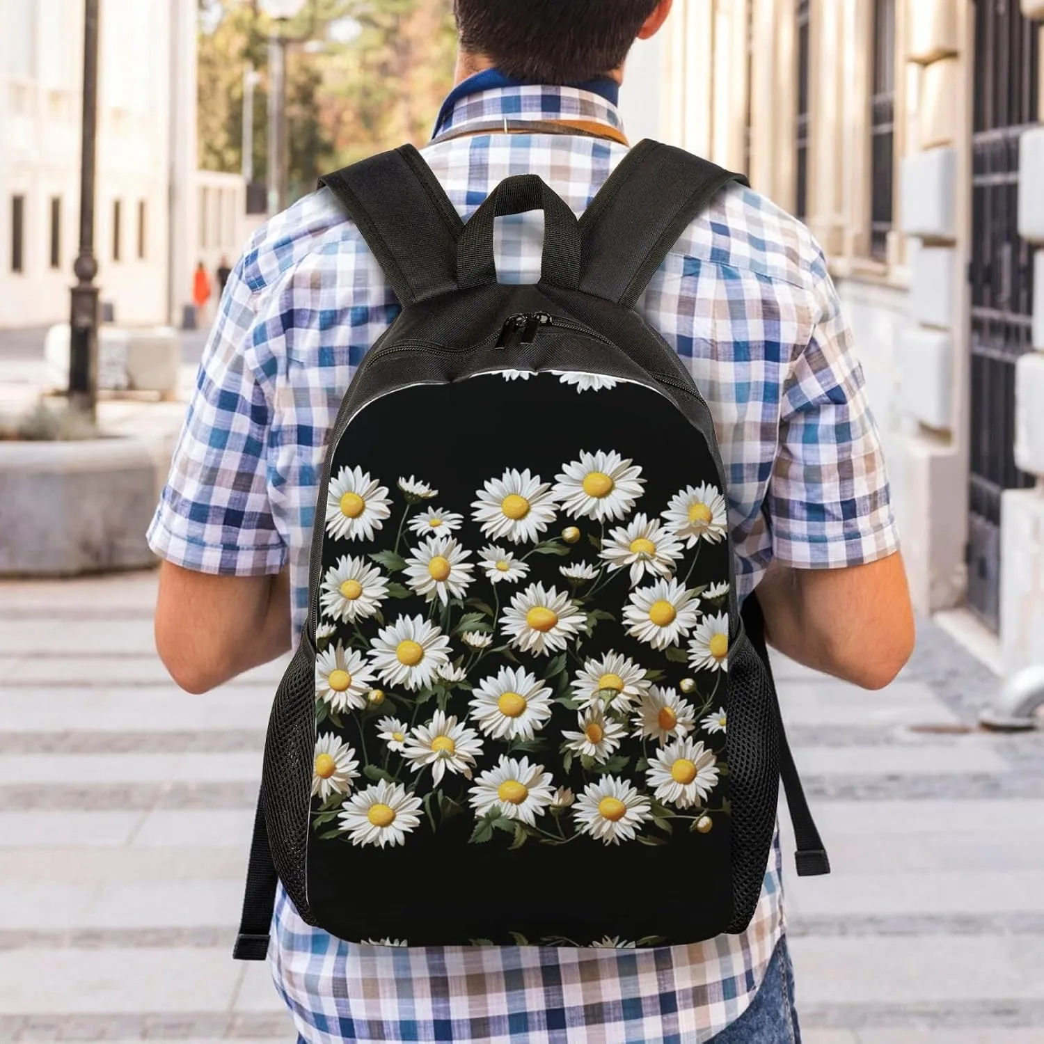 Backpack for Men Women Laptop Backpack Dolphin in the coral reef Daypack Laptop Bag for Travel, Daisy, One Size