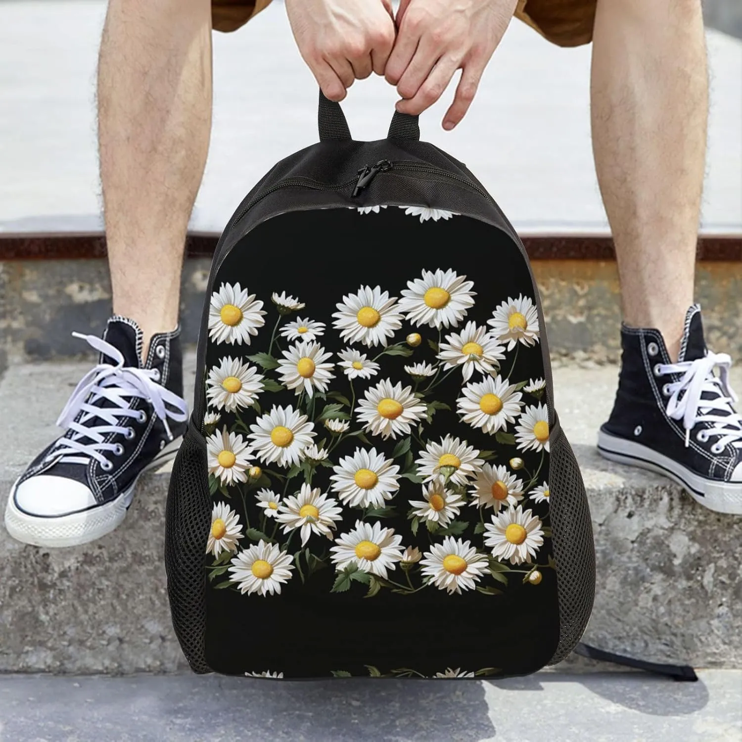 Backpack for Men Women Laptop Backpack Dolphin in the coral reef Daypack Laptop Bag for Travel, Daisy, One Size