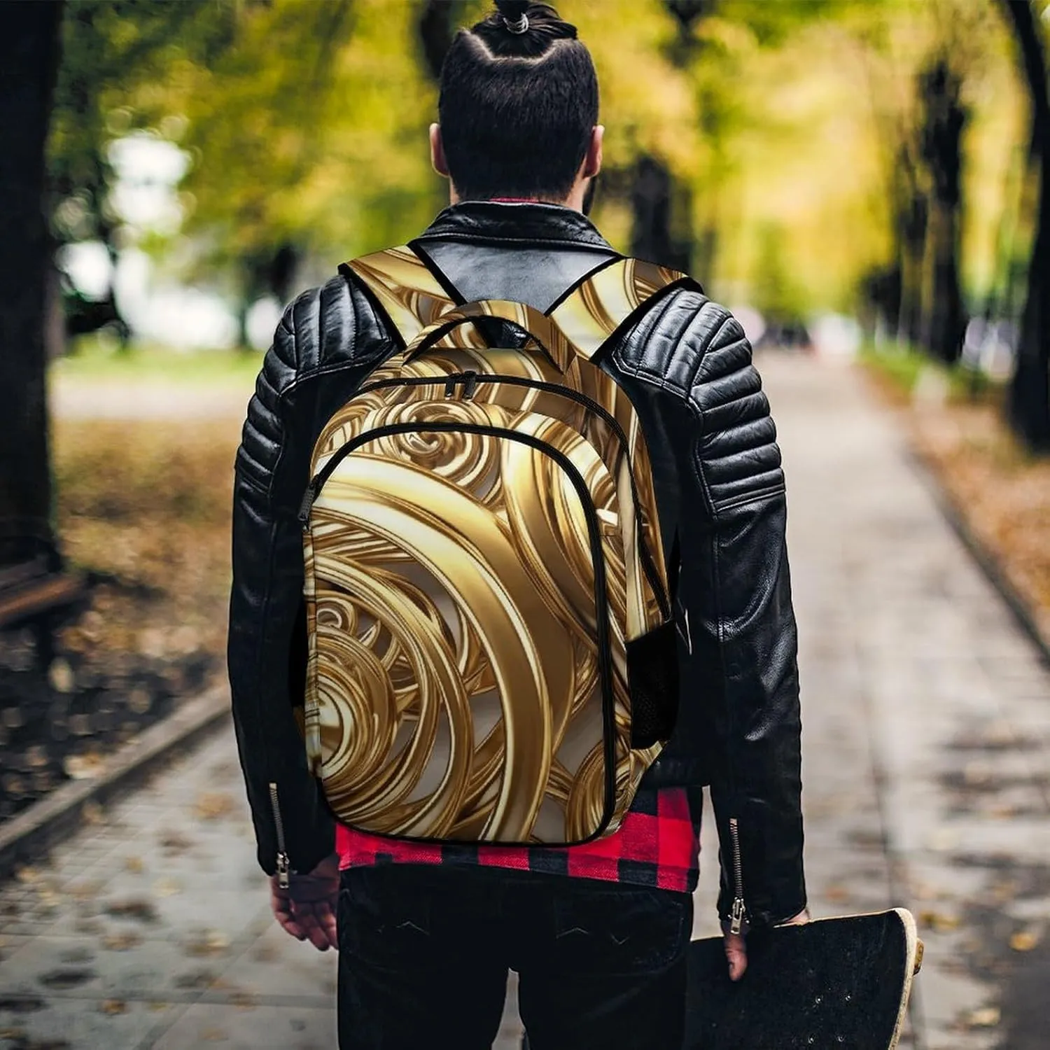 Backpack for Men Women Laptop Backpack Golden Wire Spiral Casual Daypack Laptop Bag for Travel