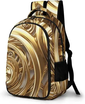 Backpack for Men Women Laptop Backpack Golden Wire Spiral Casual Daypack Laptop Bag for Travel