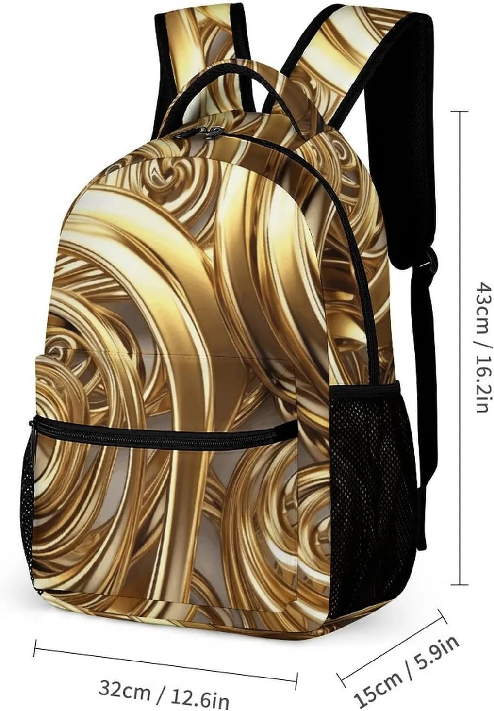Backpack for Men Women Laptop Backpack Golden Wire Spiral Casual Daypack Laptop Bag for Travel