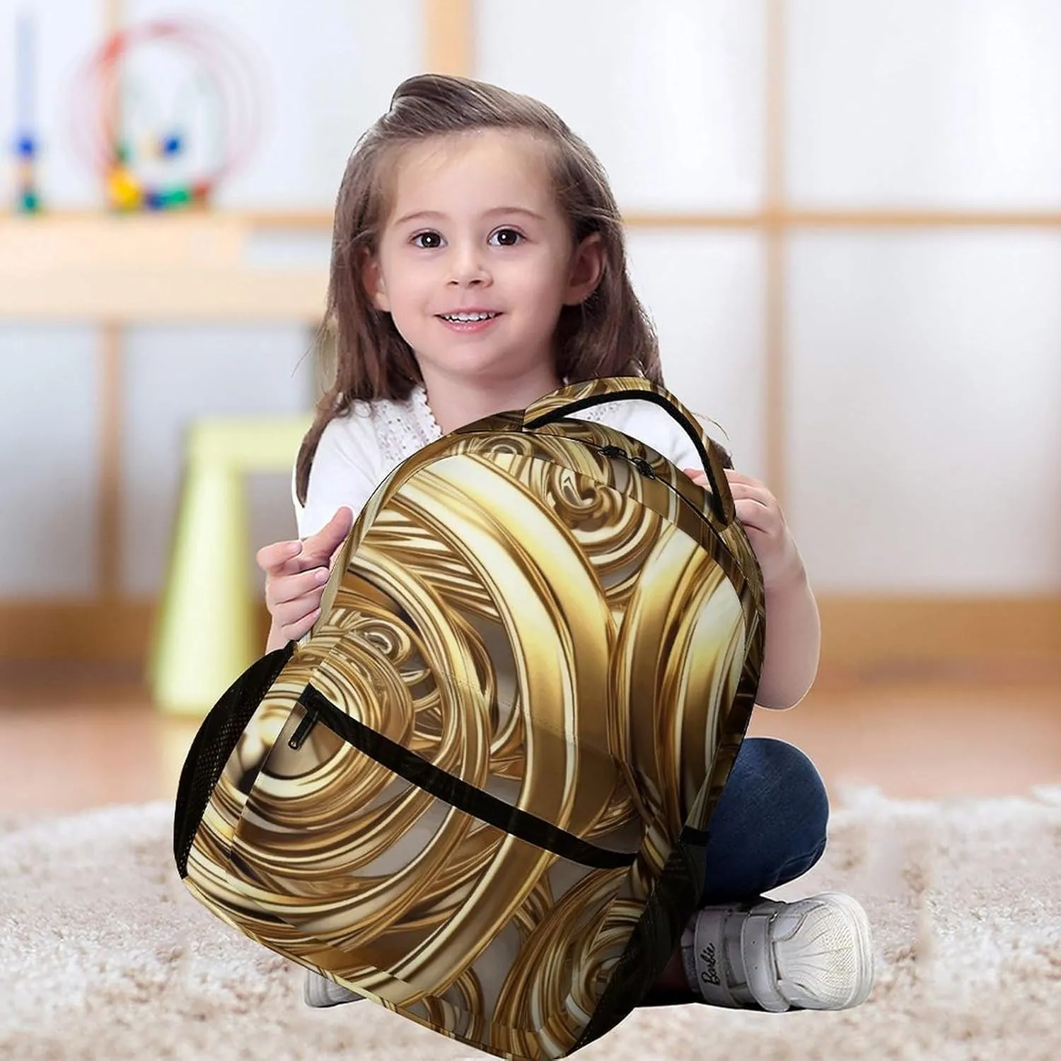 Backpack for Men Women Laptop Backpack Golden Wire Spiral Casual Daypack Laptop Bag for Travel