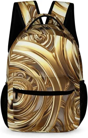 Backpack for Men Women Laptop Backpack Golden Wire Spiral Casual Daypack Laptop Bag for Travel