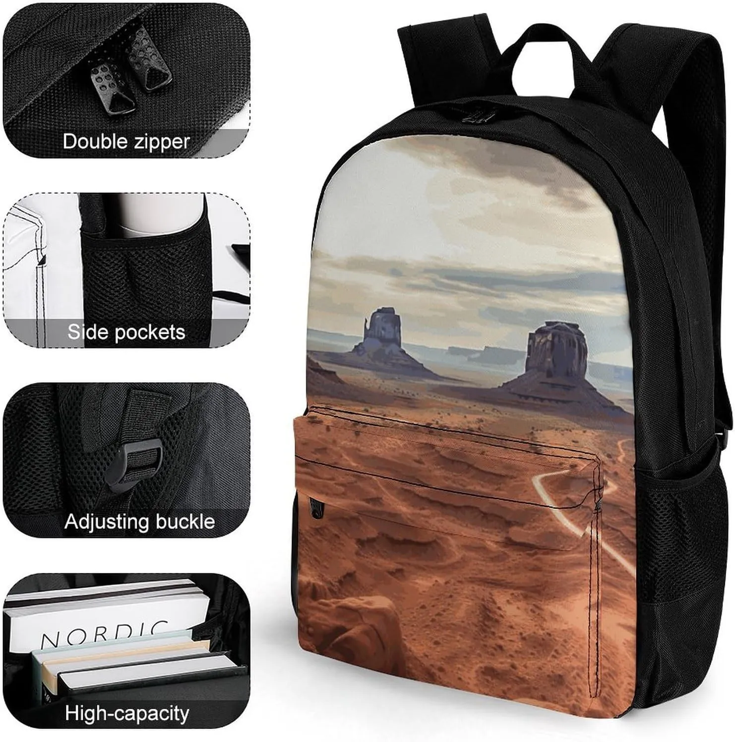 Backpack for Men Women Laptop Backpack Landscape of Monument Valley Casual Daypack Laptop Bag for Travel