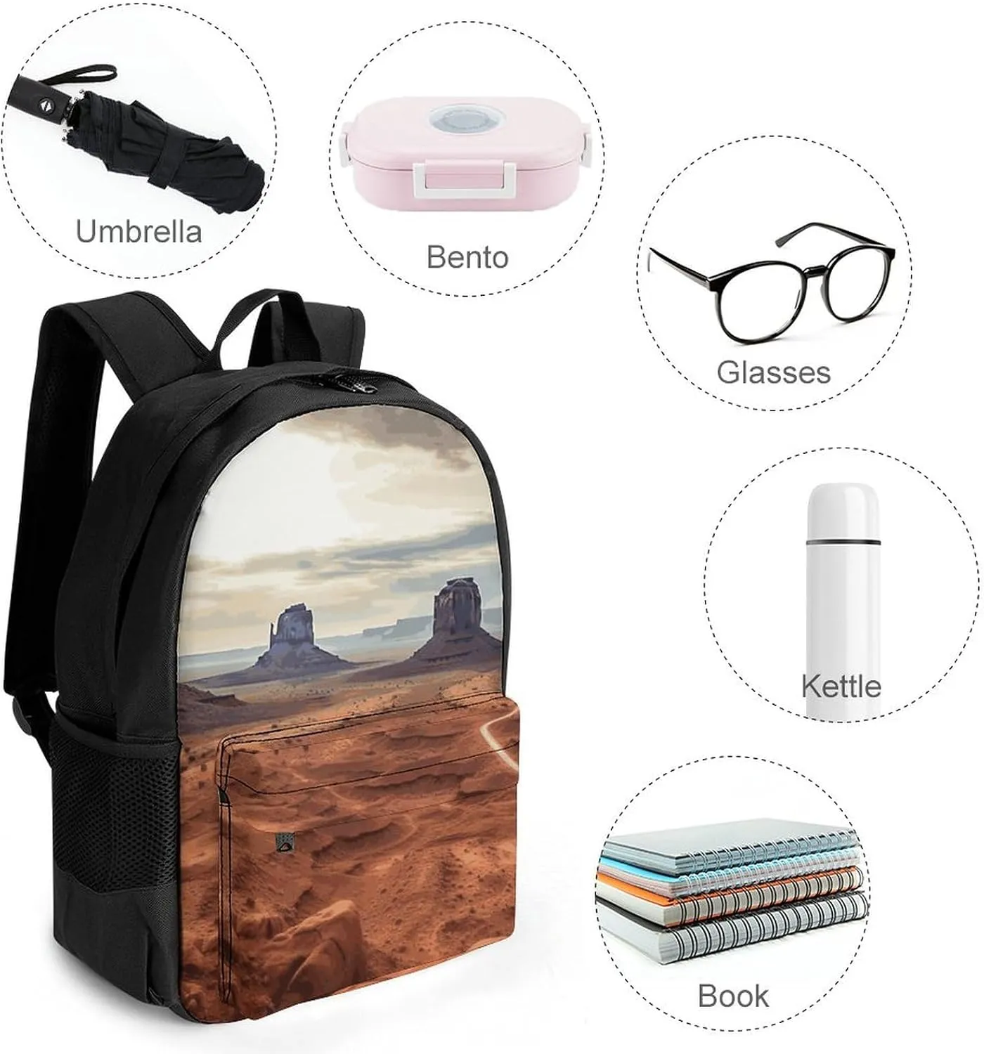 Backpack for Men Women Laptop Backpack Landscape of Monument Valley Casual Daypack Laptop Bag for Travel