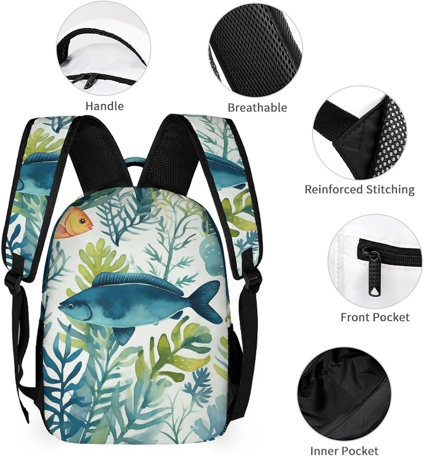 Backpack for Men Women Laptop Backpack Marine Animal Pattern Casual Daypack Laptop Bag for Travel