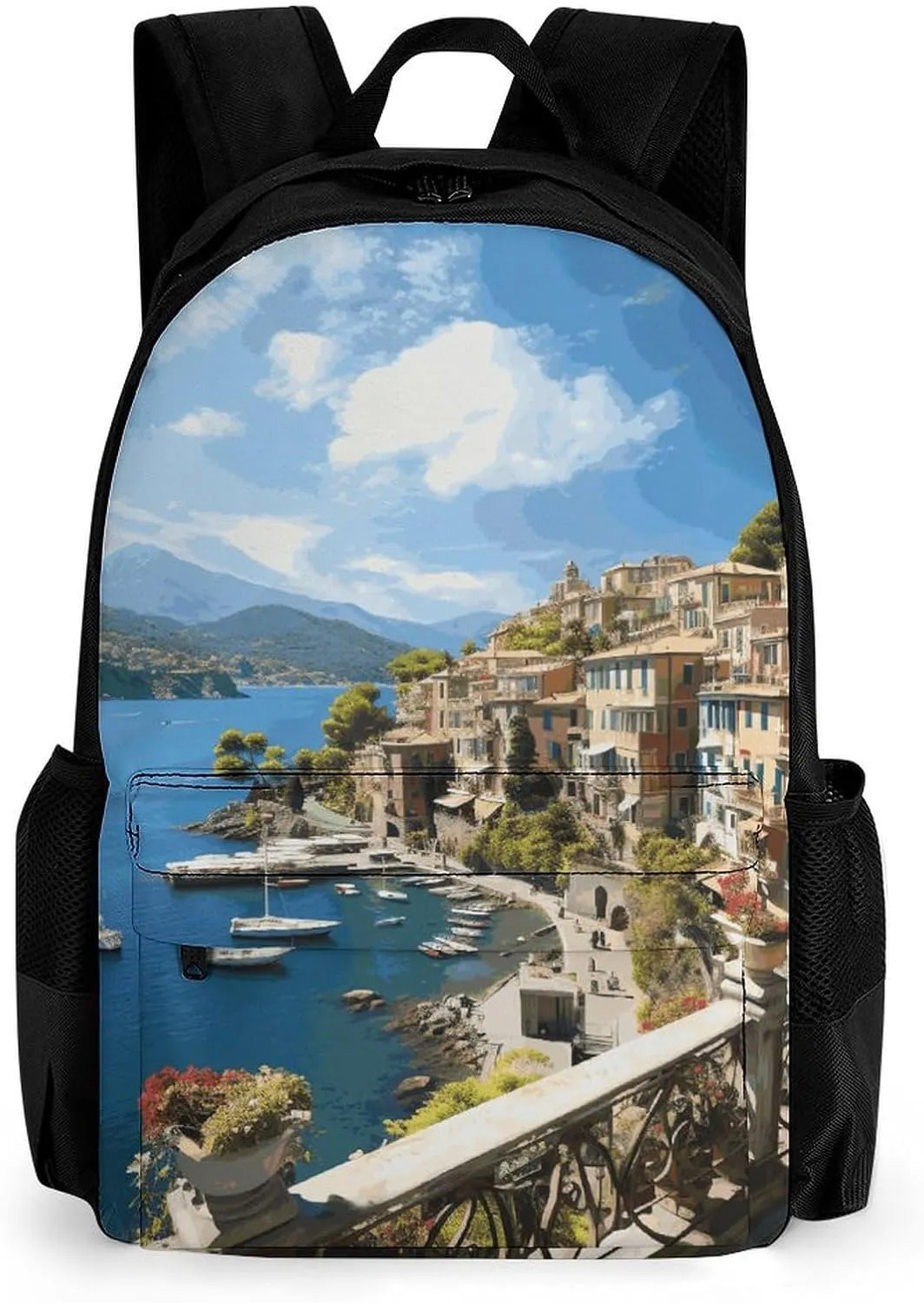 Backpack for Men Women Laptop Backpack Mediterranean View Casual Daypack Laptop Bag for Travel