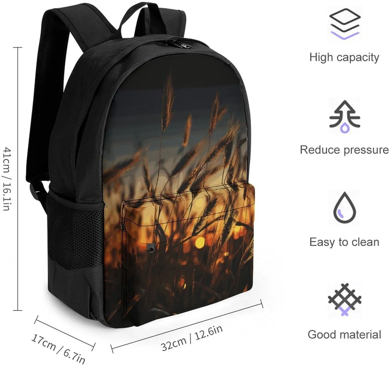 Backpack for Men Women Laptop Backpack Night Brown Wheat Casual Daypack Laptop Bag for Travel