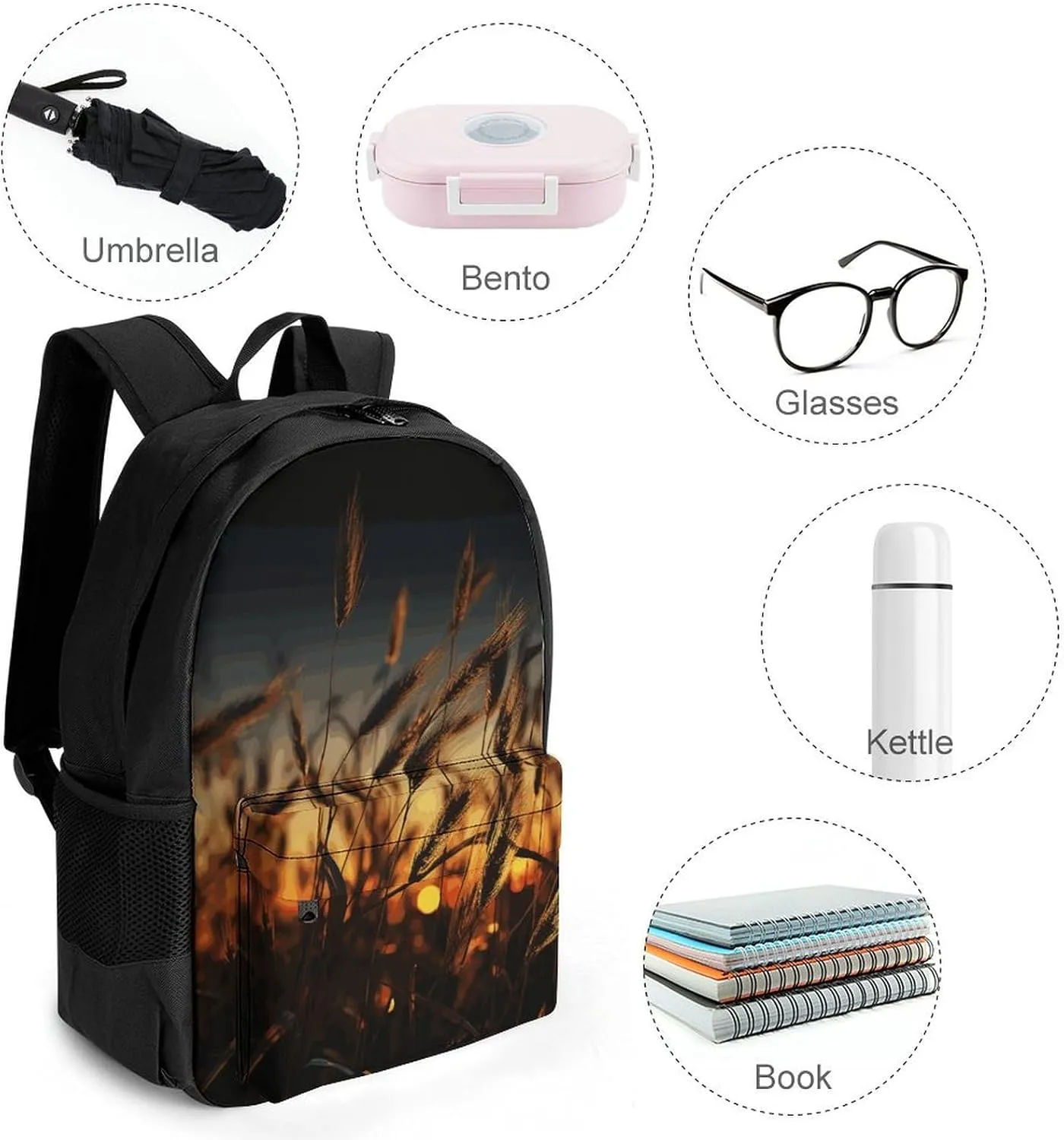 Backpack for Men Women Laptop Backpack Night Brown Wheat Casual Daypack Laptop Bag for Travel