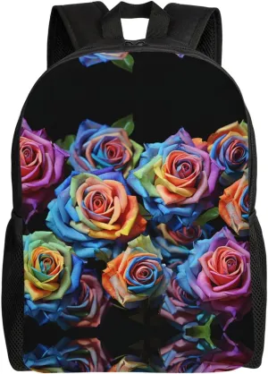 Backpack for Men Women Laptop Backpack Owl on a branch Daypack Laptop Bag for Travel, Multicolor Roses, One Size