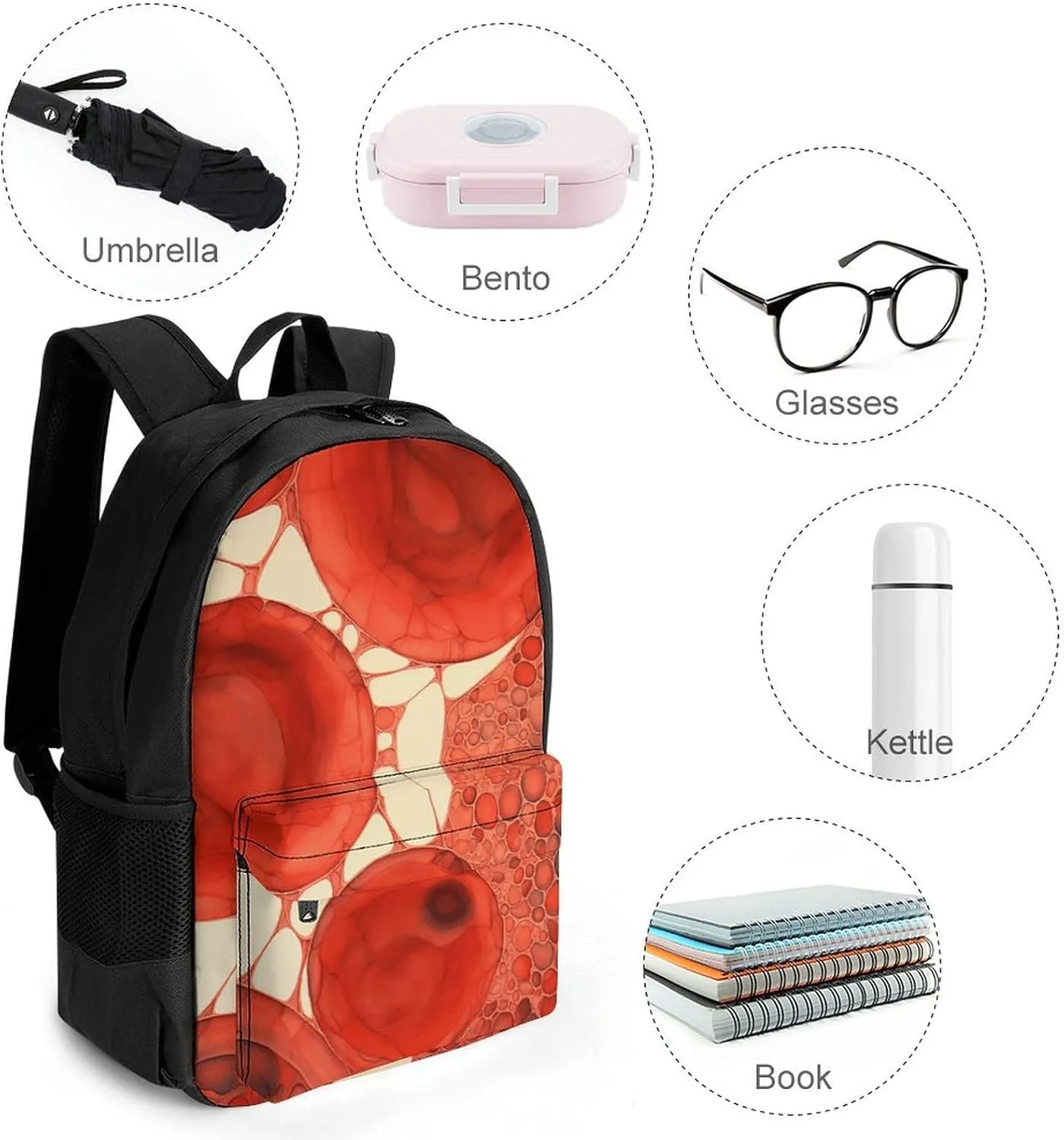 Backpack for Men Women Laptop Backpack Realistic Red Cells Casual Daypack Laptop Bag for Travel
