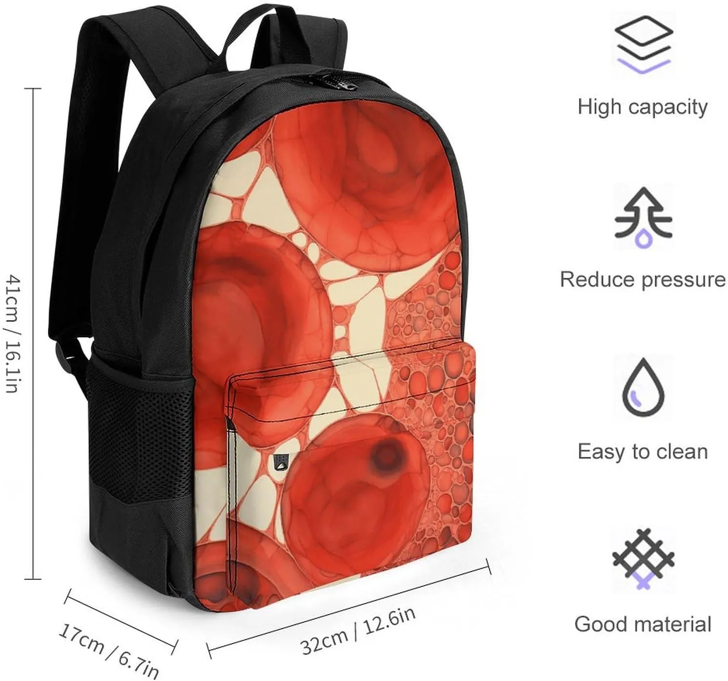 Backpack for Men Women Laptop Backpack Realistic Red Cells Casual Daypack Laptop Bag for Travel