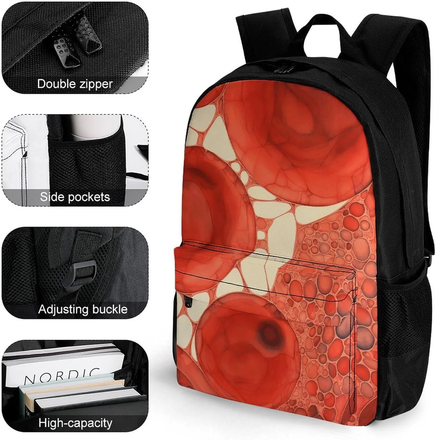 Backpack for Men Women Laptop Backpack Realistic Red Cells Casual Daypack Laptop Bag for Travel