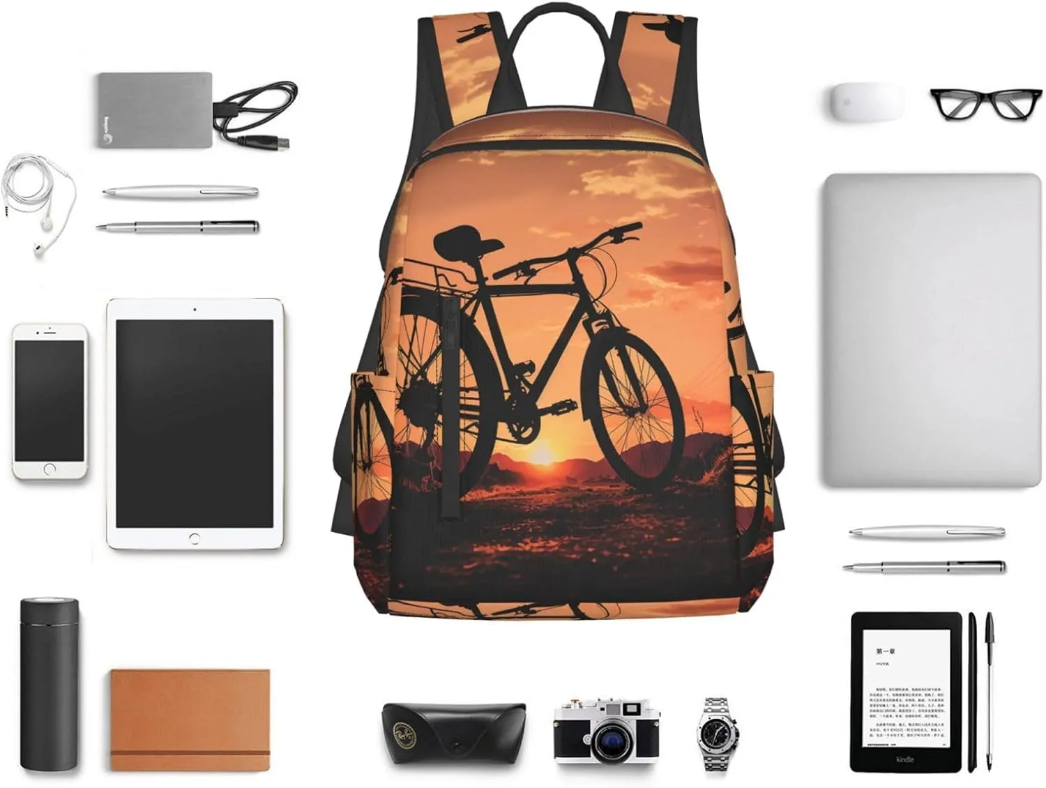 Backpack for Men Women Laptop Backpack Spiral and curve patterns Daypack Laptop Bag for Travel, Road Bicycle, One Size