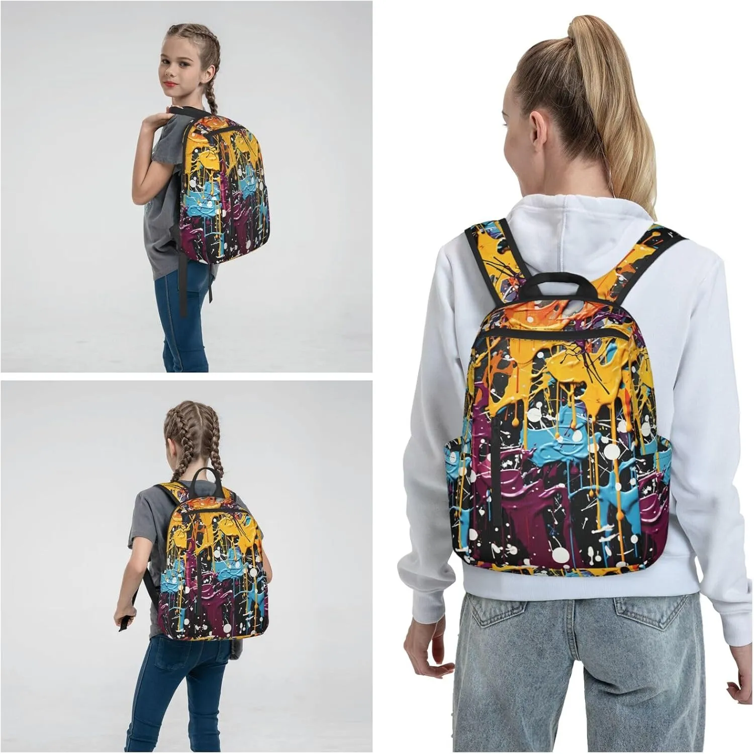 Backpack for Men Women Laptop Backpack Sunset at dusk Daypack Laptop Bag for Travel, Splatter Graffiti, One Size