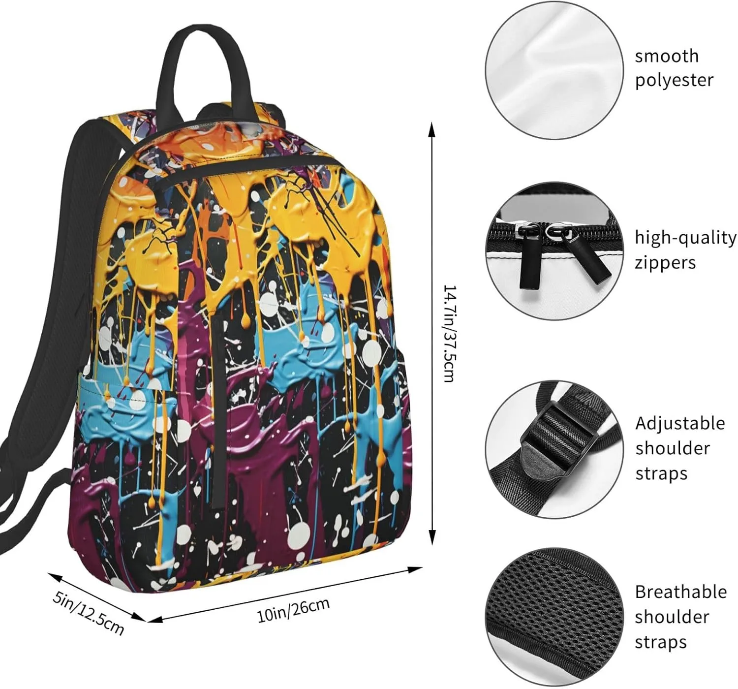 Backpack for Men Women Laptop Backpack Sunset at dusk Daypack Laptop Bag for Travel, Splatter Graffiti, One Size