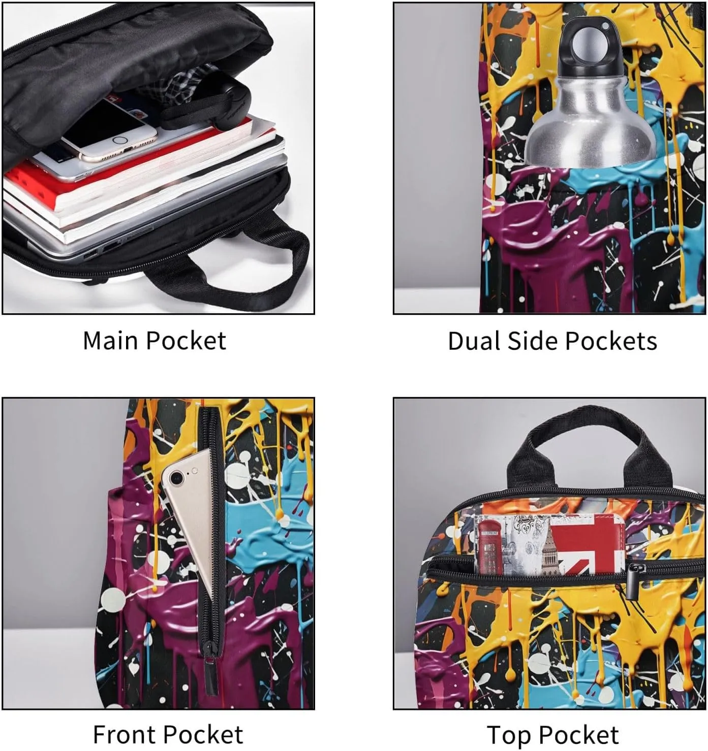 Backpack for Men Women Laptop Backpack Sunset at dusk Daypack Laptop Bag for Travel, Splatter Graffiti, One Size
