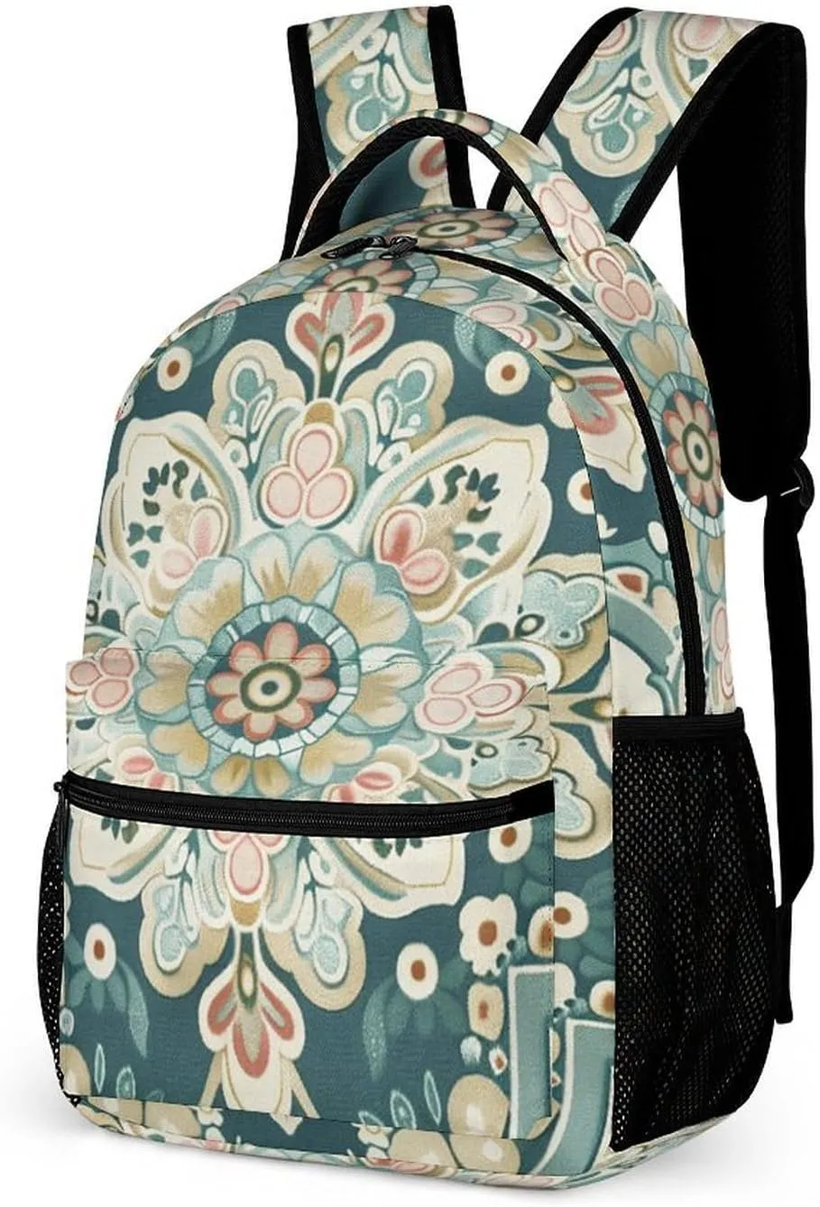 Backpack for Men Women Laptop Backpack Symmetrical Floral Pattern Casual Daypack Laptop Bag for Travel