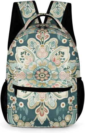 Backpack for Men Women Laptop Backpack Symmetrical Floral Pattern Casual Daypack Laptop Bag for Travel
