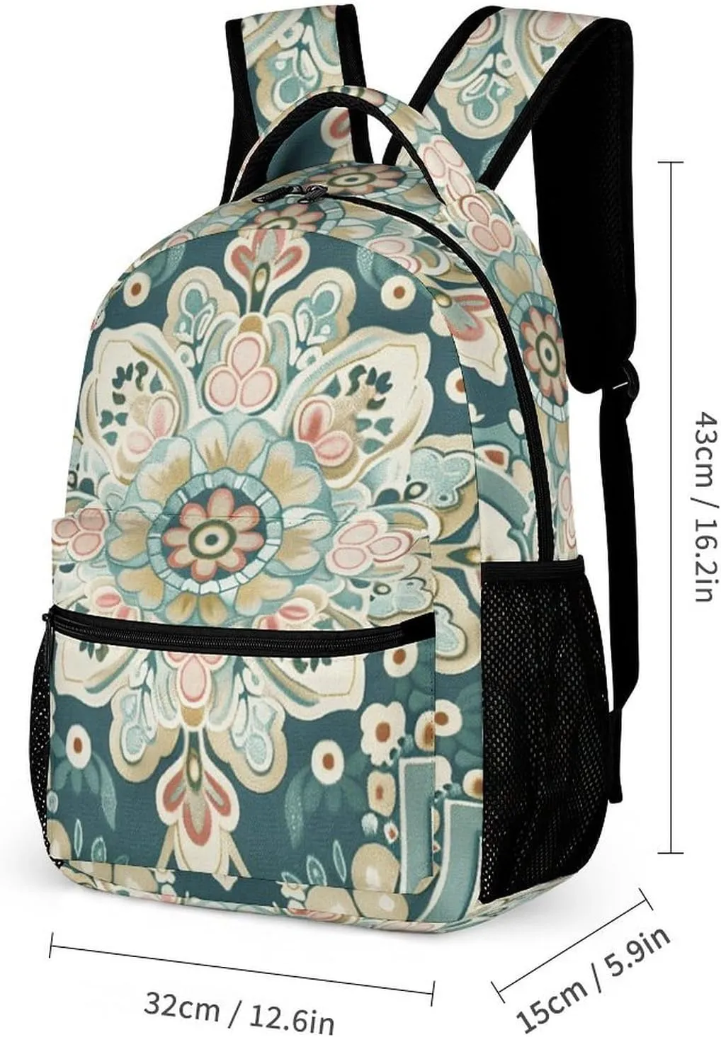 Backpack for Men Women Laptop Backpack Symmetrical Floral Pattern Casual Daypack Laptop Bag for Travel
