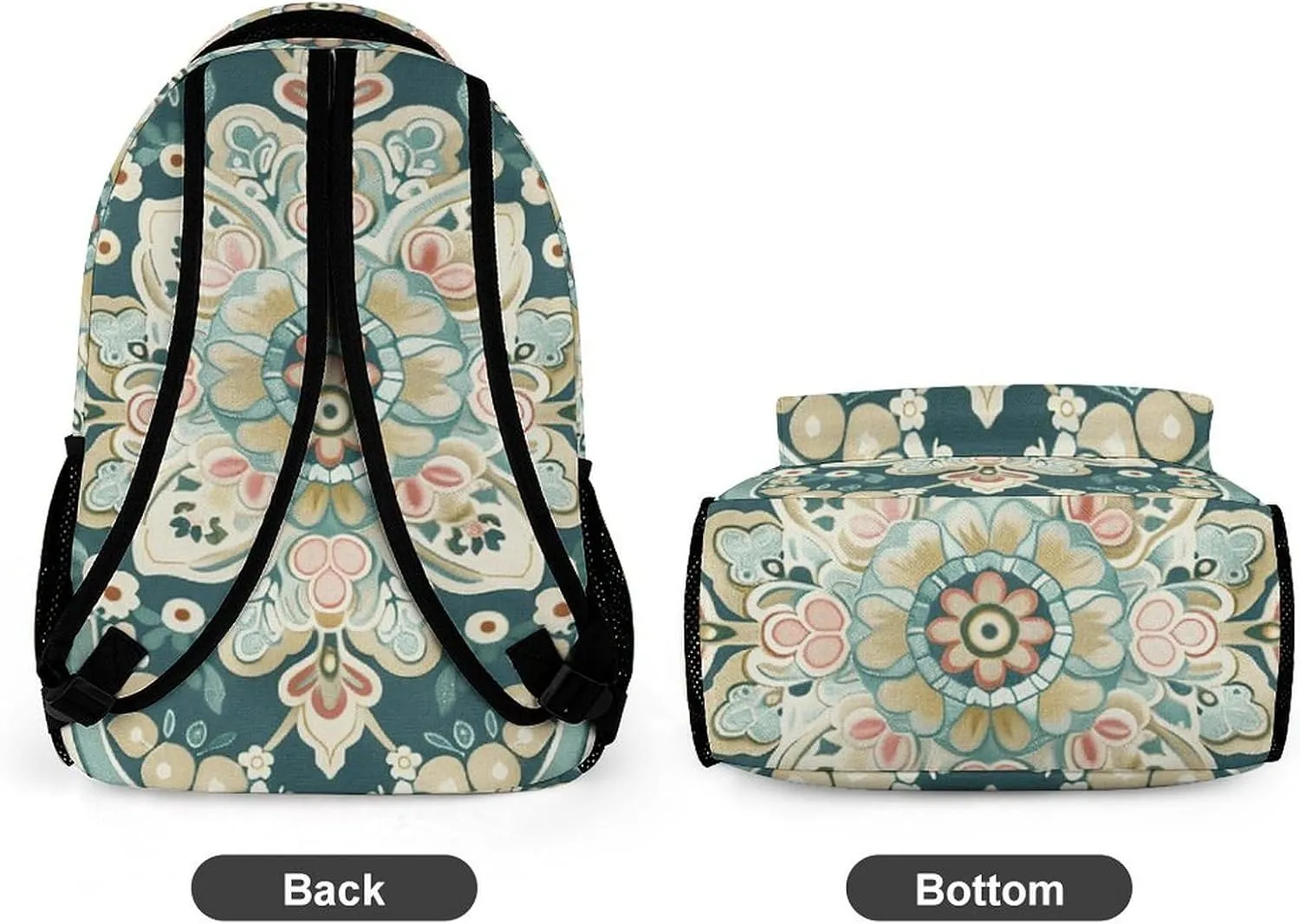 Backpack for Men Women Laptop Backpack Symmetrical Floral Pattern Casual Daypack Laptop Bag for Travel