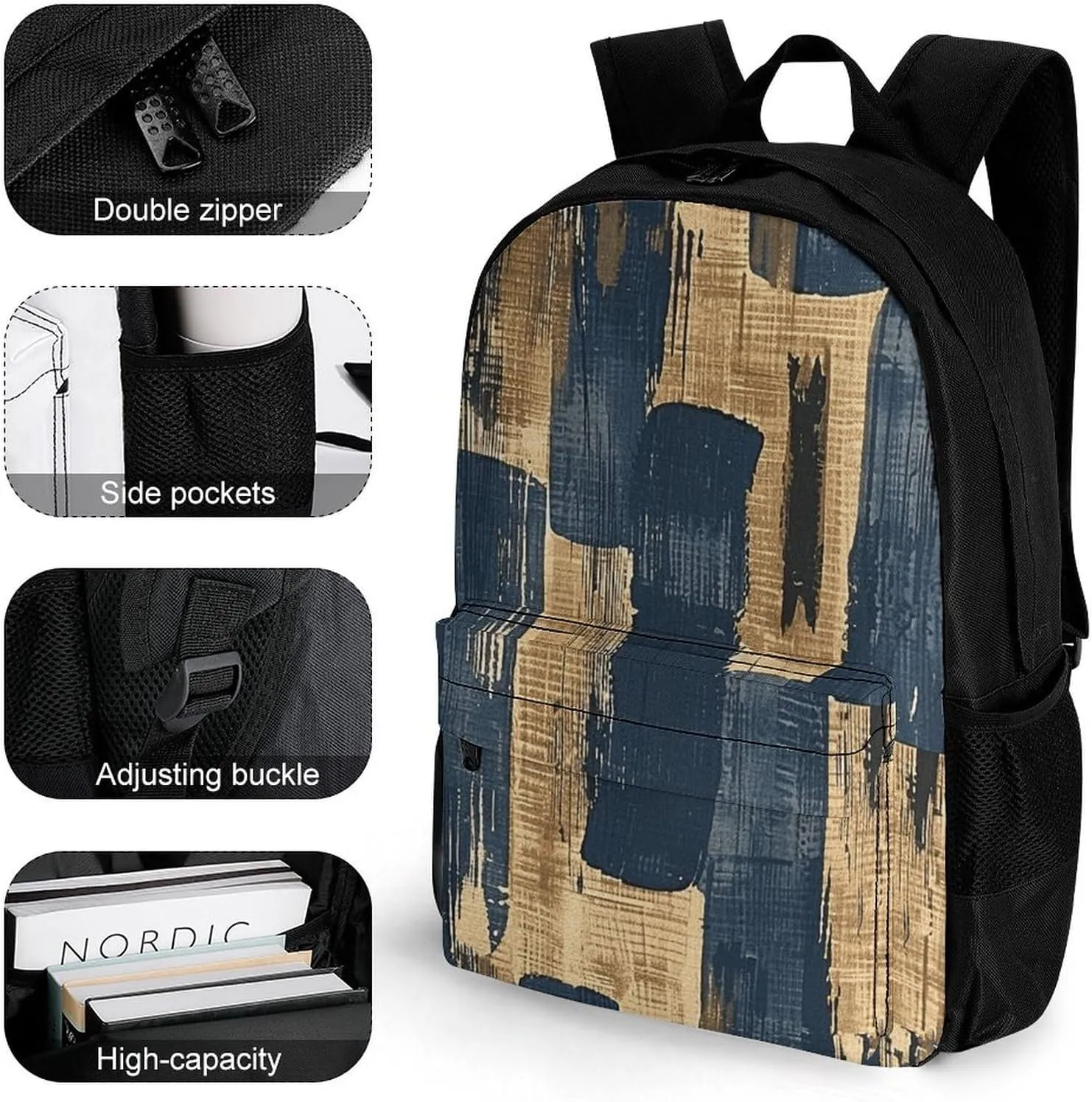 Backpack for Men Women Laptop Backpack Woodcut Style Graphics Casual Daypack Laptop Bag for Travel