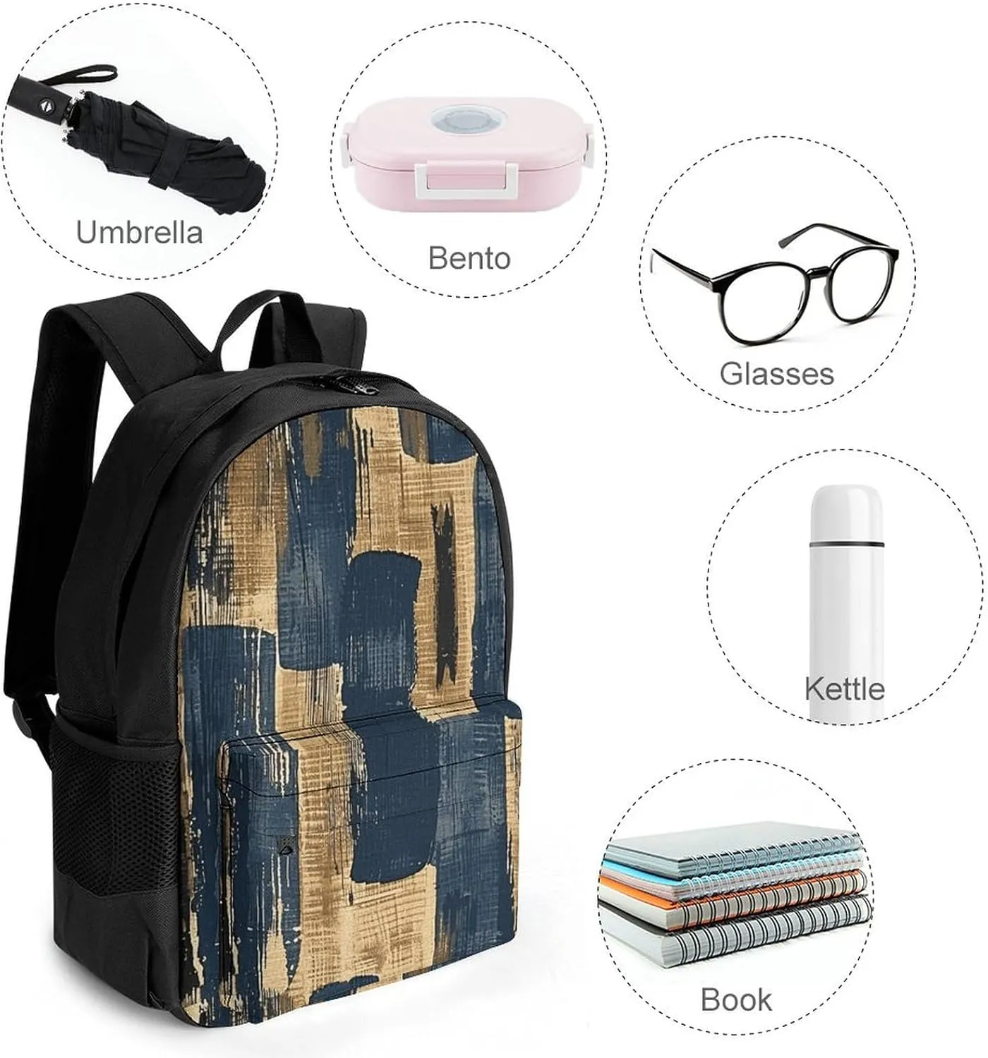 Backpack for Men Women Laptop Backpack Woodcut Style Graphics Casual Daypack Laptop Bag for Travel