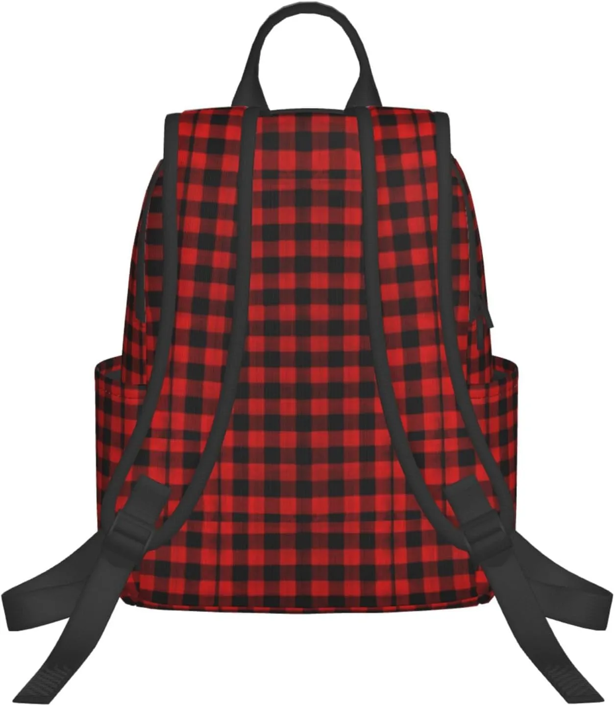 Backpack, travel, work bookbag for Red Black Buffalo Check Plaid Pattern casual daypacks with water bottle pocket
