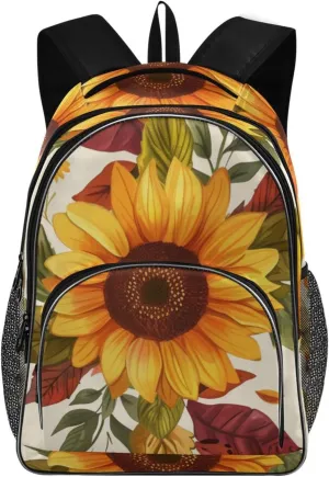 Backpacks 22L Three Layer Arc Book Bag Lightweight for Travel Camping Hiking Rucksack Daypack Kids & Adults Maroon Sunflowers