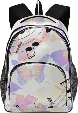 Backpacks 22L Three Layer Arc Book Bag Lightweight for Travel Camping Hiking Rucksack Daypack Kids & Adults Musical Signs Butterflies