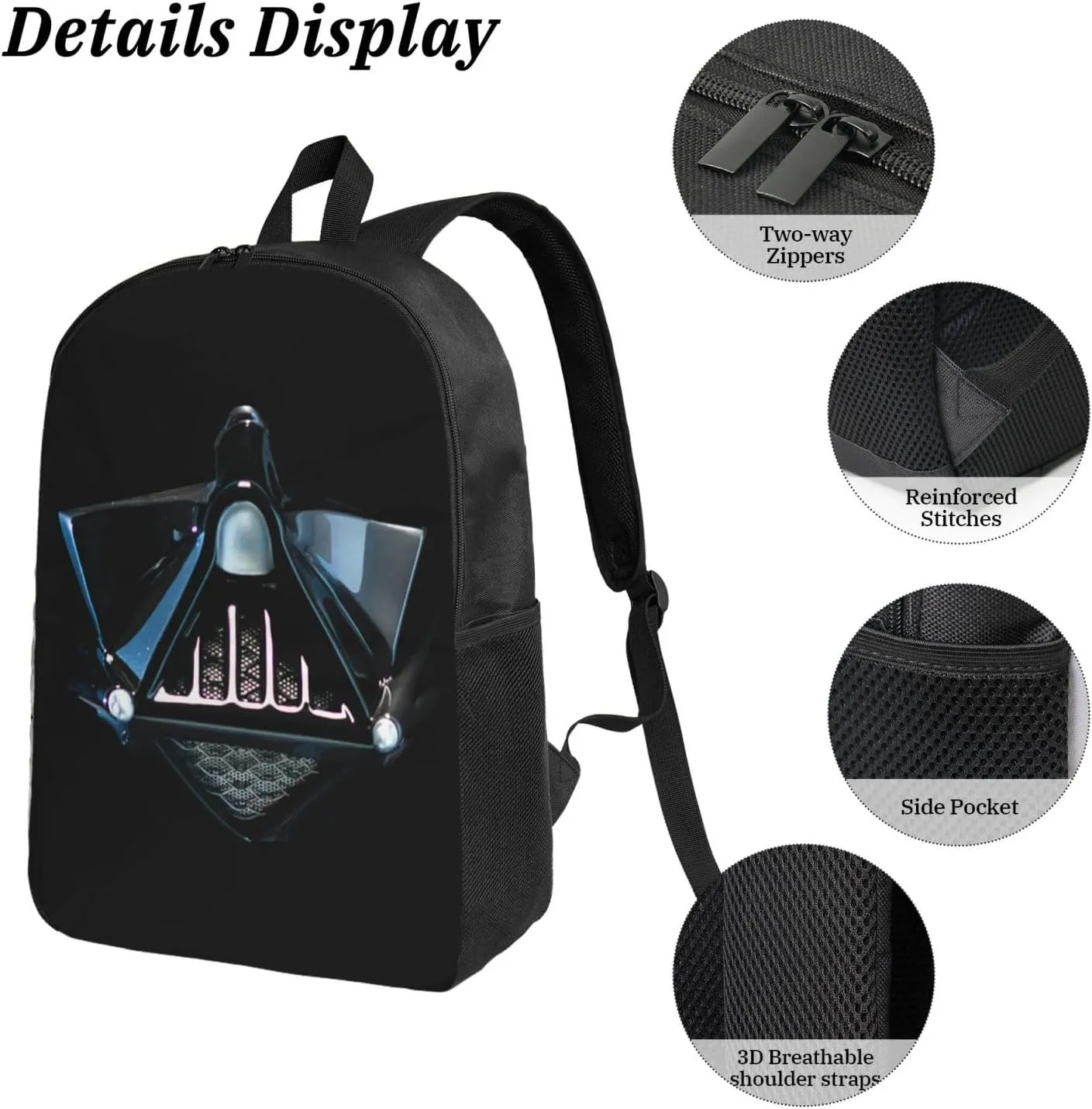 Backpacks Pen Bag Lunch Bag Set Darth Masks Vader Casual Elementary Daypacks Lightweight Elementary Laptop Backpack Camping Travel Bookbag