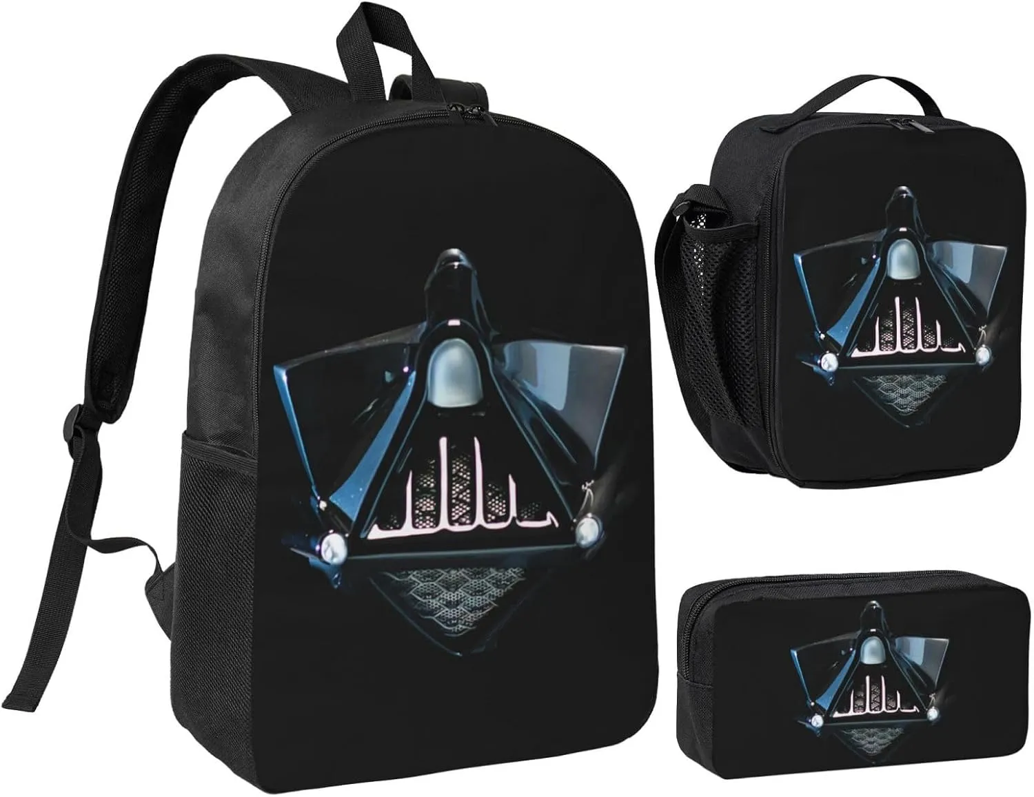 Backpacks Pen Bag Lunch Bag Set Darth Masks Vader Casual Elementary Daypacks Lightweight Elementary Laptop Backpack Camping Travel Bookbag
