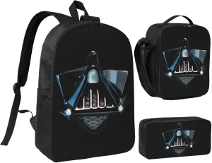 Backpacks Pen Bag Lunch Bag Set Darth Masks Vader Casual Elementary Daypacks Lightweight Elementary Laptop Backpack Camping Travel Bookbag