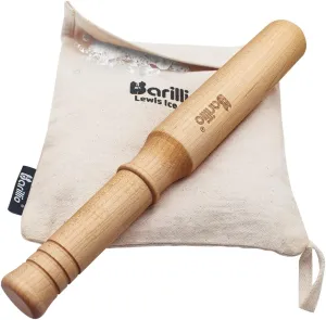 Barillio Drink Muddler Mallet and Lewis Bag Set - Big-Shot 13.75 Inch Wooden Muddler and Ice Hammer for Cocktails w/Canvas Ice Crushing Bag - Bar Tool Set