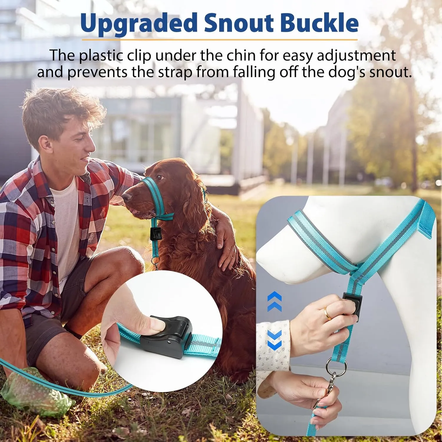 BARKLESS Dog Head Collar, Reflective Head Halter for Small Medium Large Dogs with Soft Padding, No Pull Mouth Harness with Training Leash, Adjustable Muzzle Leash for Gentle Walking