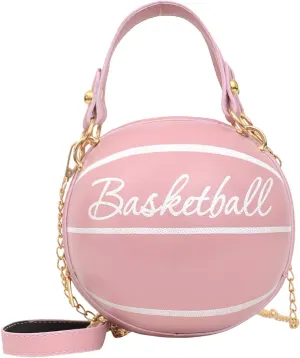 Basketball Purse For Women Novelty Crossbody Purses Small Cute Tote Bag PU Leather Round Handbags