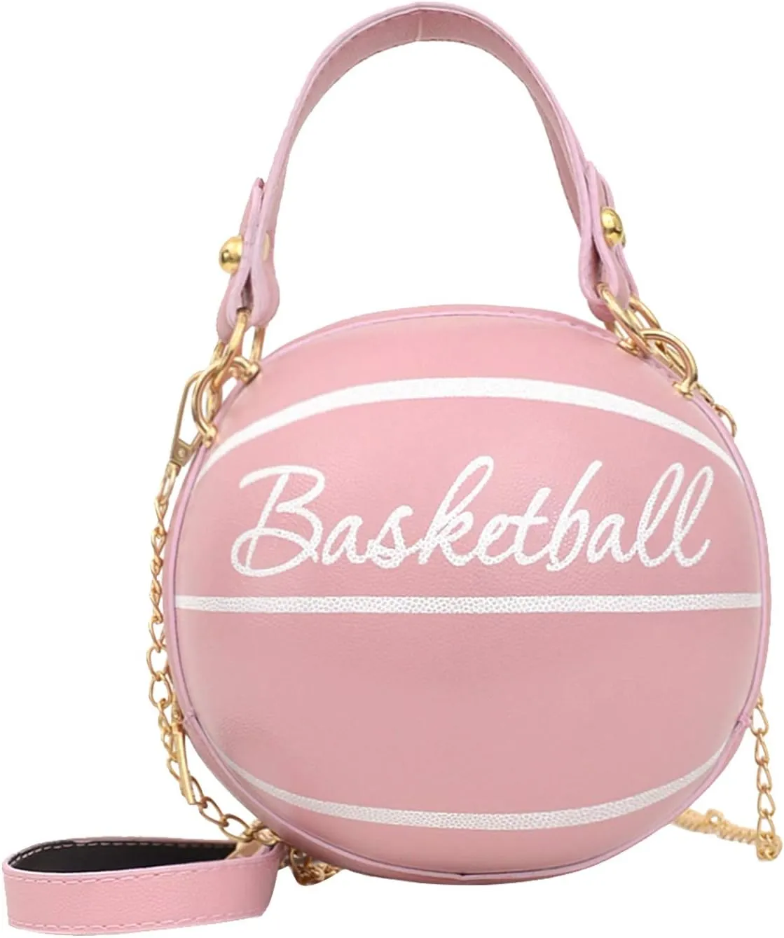 Basketball Purse For Women Novelty Crossbody Purses Small Cute Tote Bag PU Leather Round Handbags