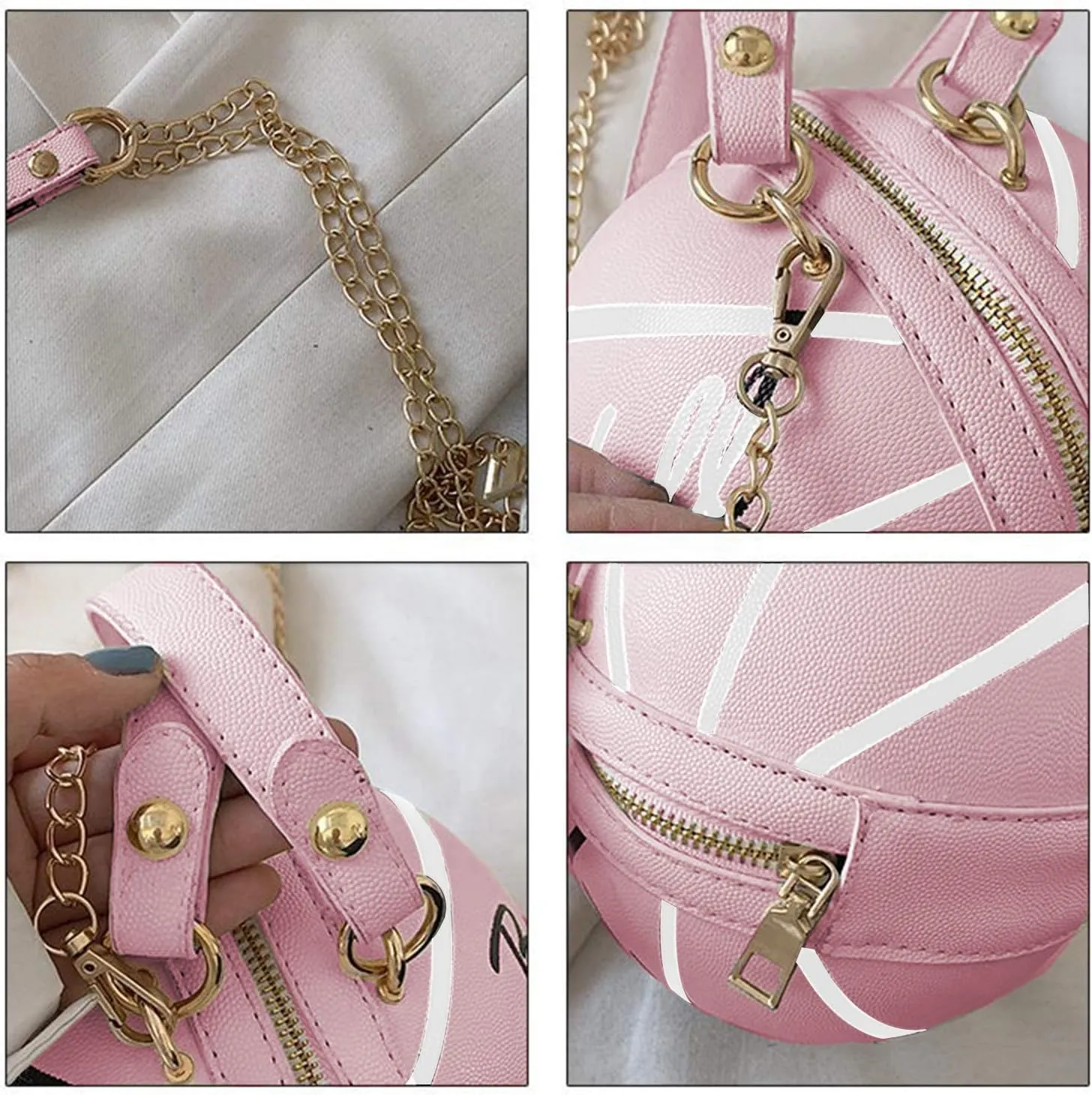Basketball Purse For Women Novelty Crossbody Purses Small Cute Tote Bag PU Leather Round Handbags