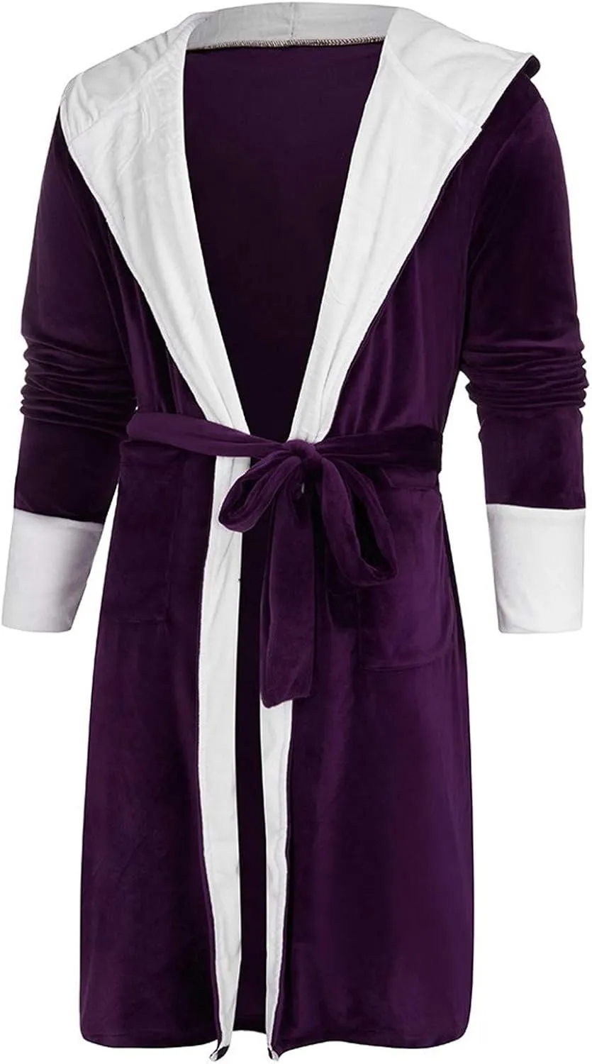 Bathrobe with Hood for Women Mens Plush Pajamas Set Cute Robes for Women Bathrobe Warm Robes Short