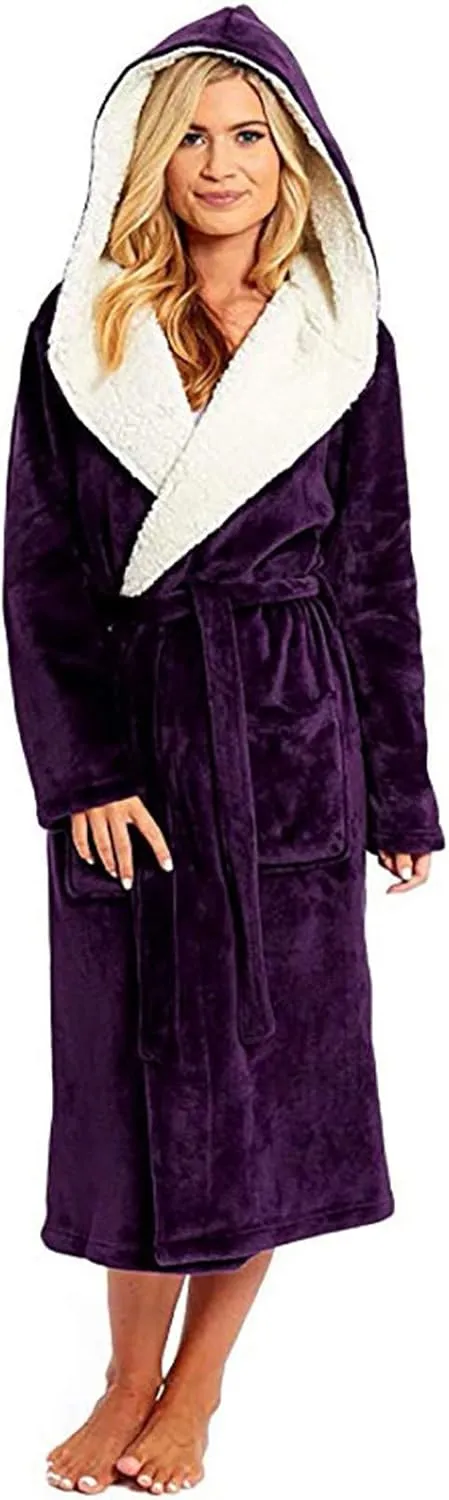Bathrobe with Hood for Women Mens Plush Pajamas Set Cute Robes for Women Bathrobe Warm Robes Short