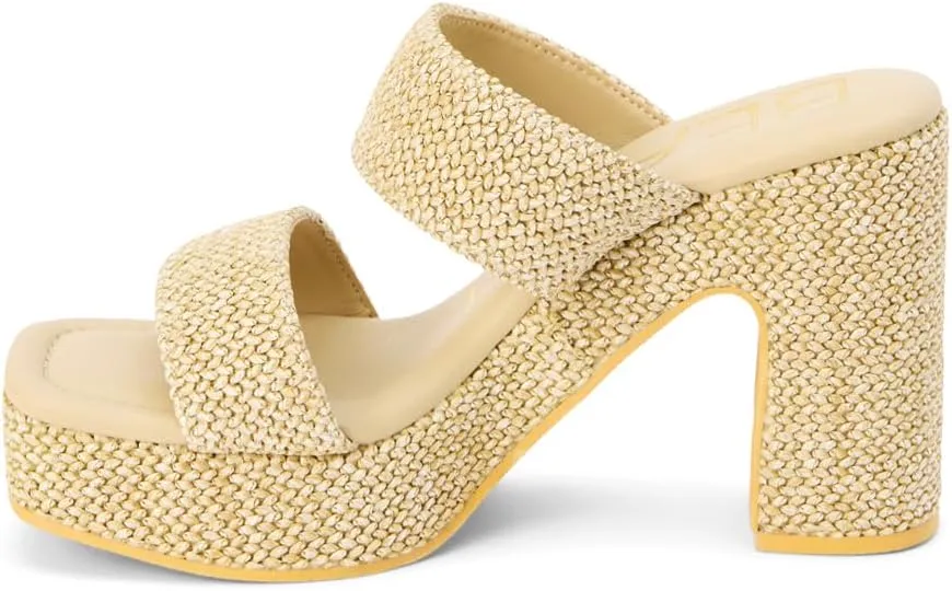 BEACH by Matisse Womens Gem Platform Block Casual Sandals Casual High Heel 3" & Up - Beige