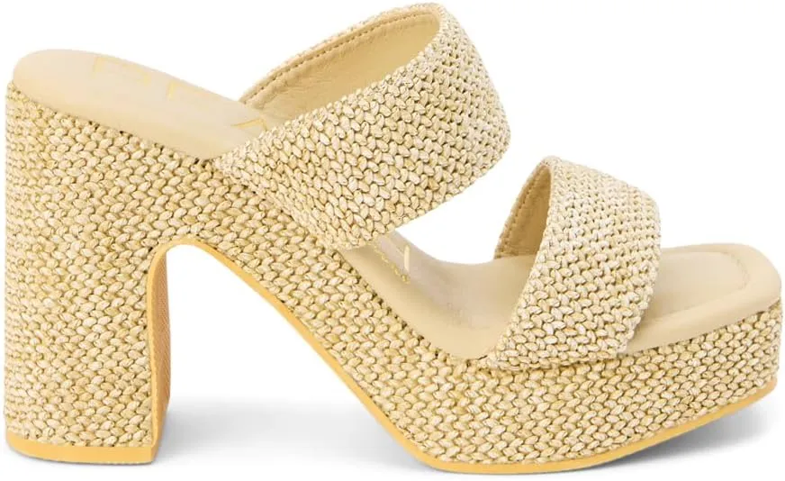 BEACH by Matisse Womens Gem Platform Block Casual Sandals Casual High Heel 3" & Up - Beige