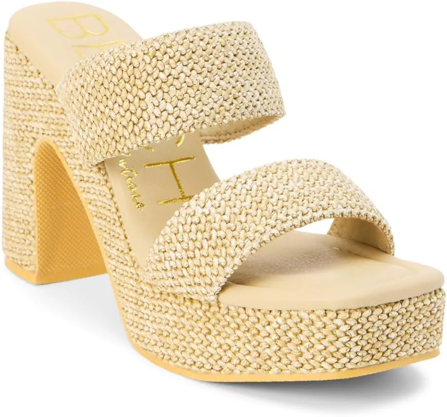 BEACH by Matisse Womens Gem Platform Block Casual Sandals Casual High Heel 3" & Up - Beige