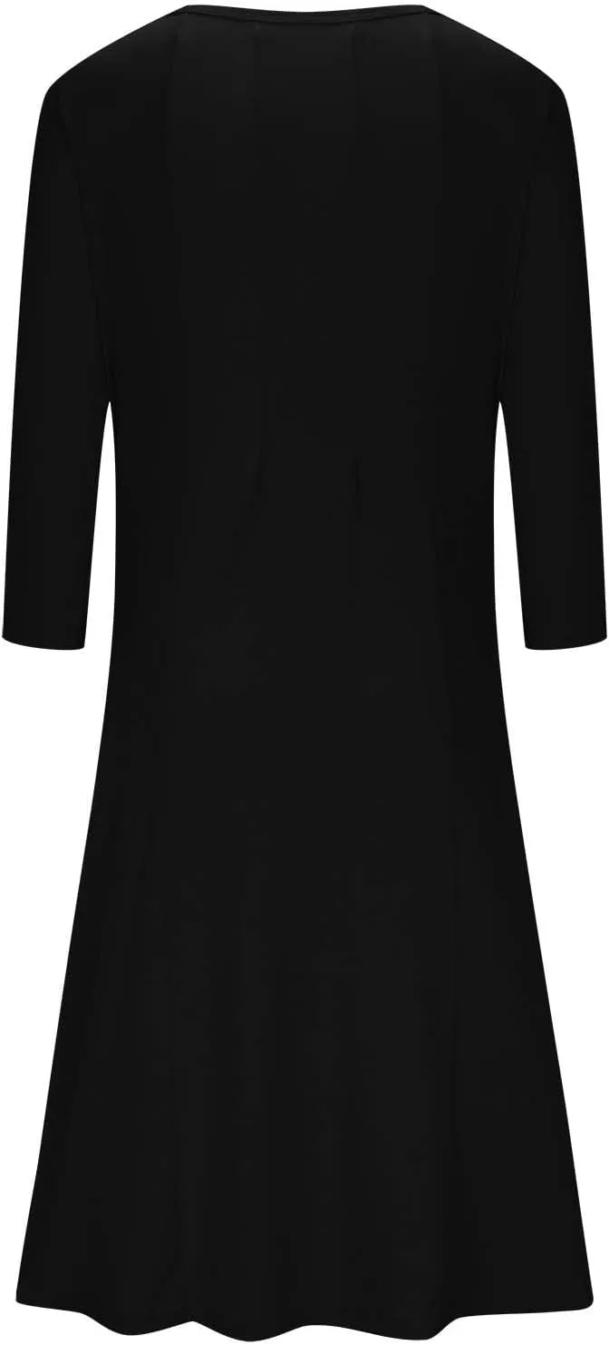 Beach Dresses for Women Long Sleeve Plain Crewneck Ruffle Maxi Dress Causal Fashion Fall Work Comfortable Sundress