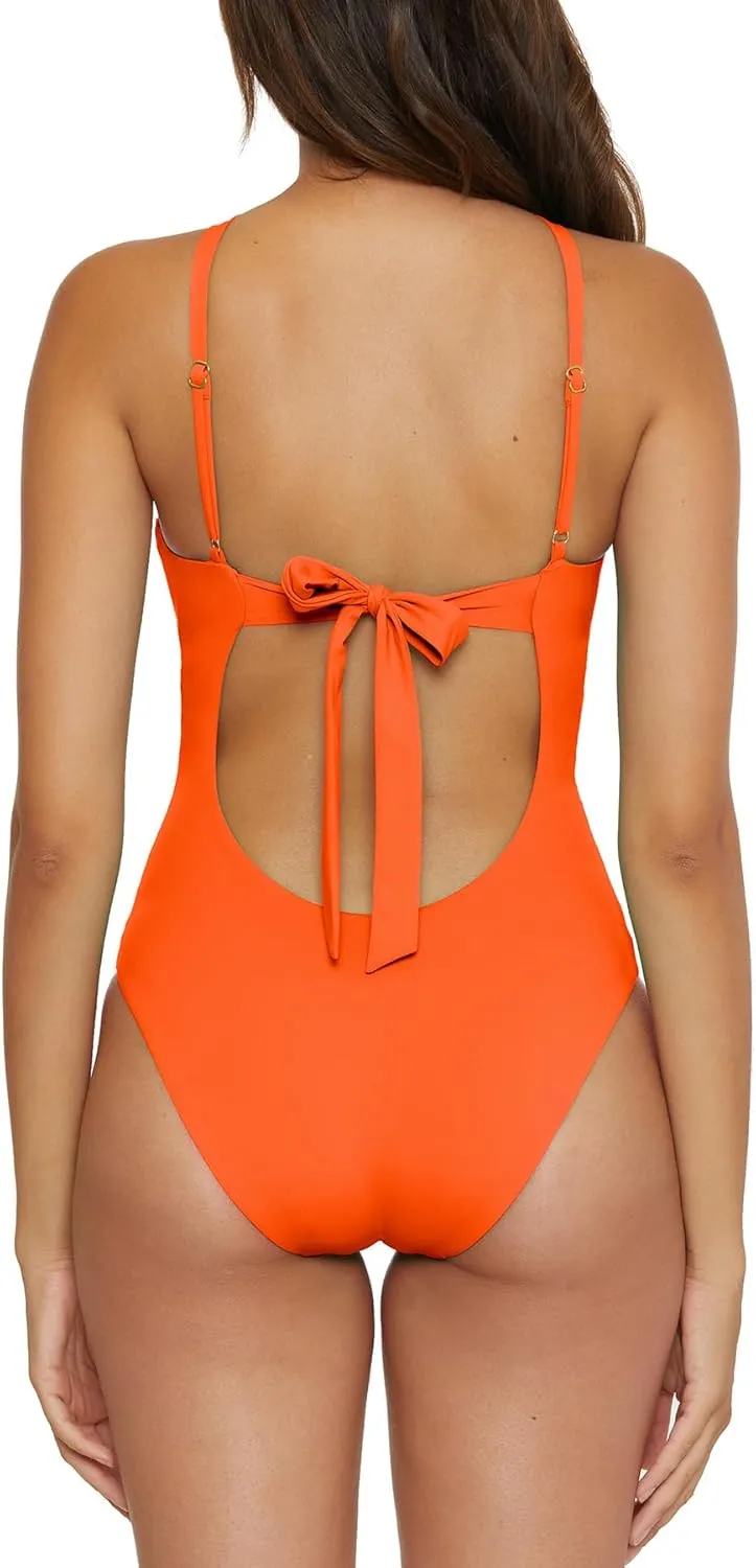 BECCA Women's Standard Baja Mar High Neck One Piece Swimsuit, Halter, Bathing Suits