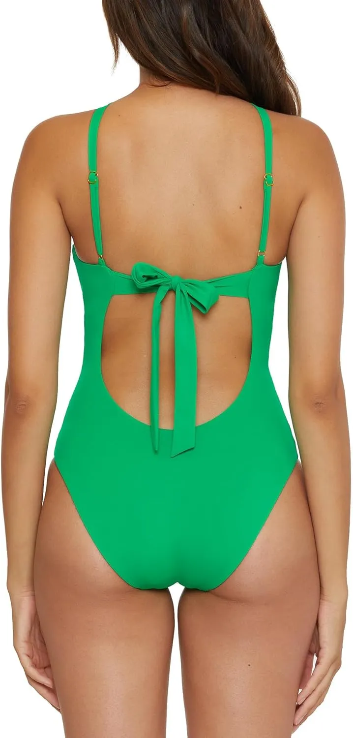 BECCA Women's Standard Baja Mar High Neck One Piece Swimsuit, Halter, Bathing Suits