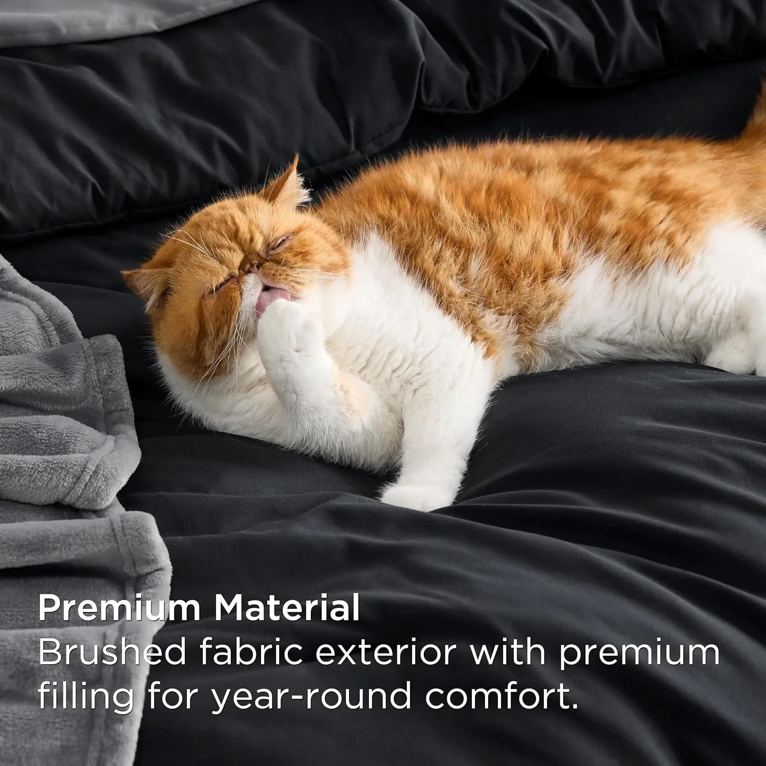 Bedsure Full Comforter Set Black, 8 Pieces Prewashed Full Size Bed in a Bag with Soft Fleece Bed Blanket, Down Alternative Bedding Set for All Seasons, Sheets, Pillowcases & Shams